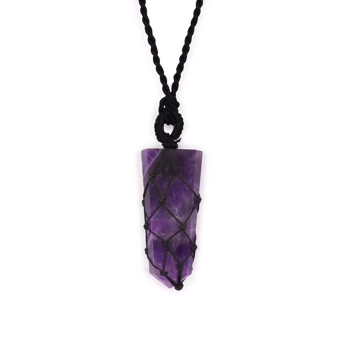 Pendentif Pointe Plate en Améthyste - Tressé de Lumière