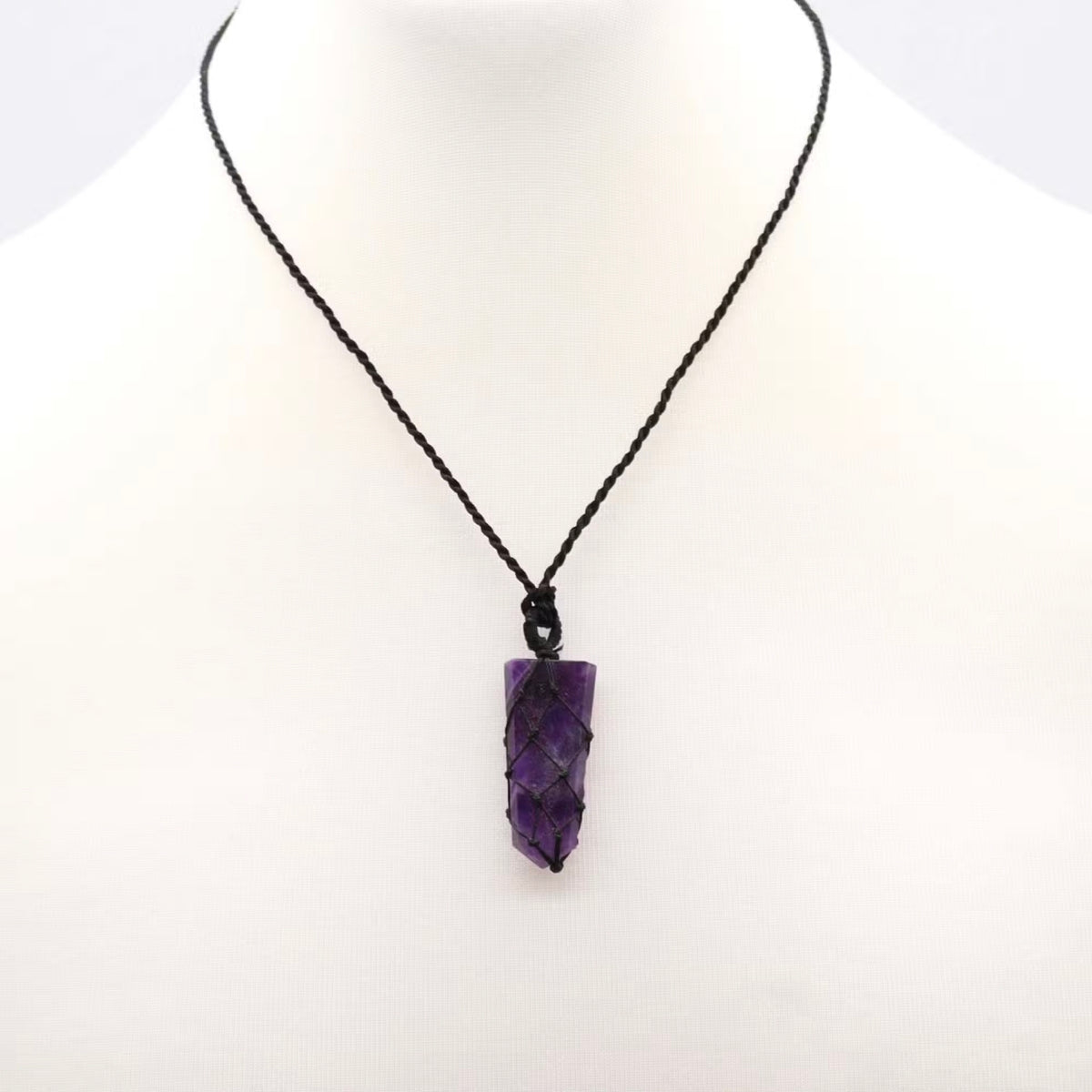 Pendentif Pointe Plate en Améthyste - Tressé de Lumière