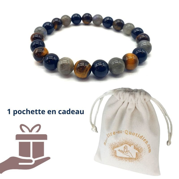 Bracelet en Labradorite, Tourmaline Noire et Oeil de Tigre - "Harmonie et Protection"