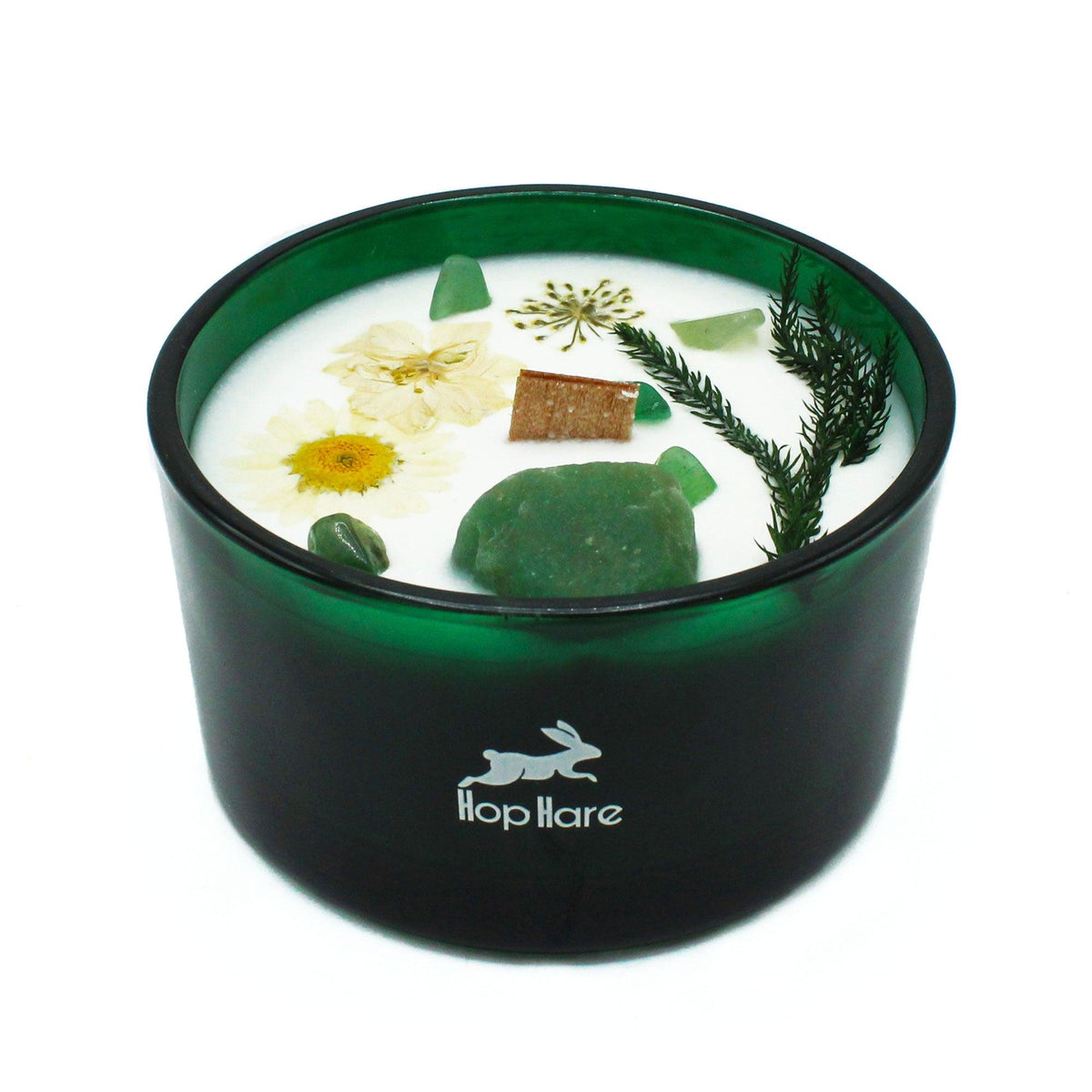 Bougie Magique Cristaux et Fleurs - Jade - Bien-Etre-Au-Quotidien.com