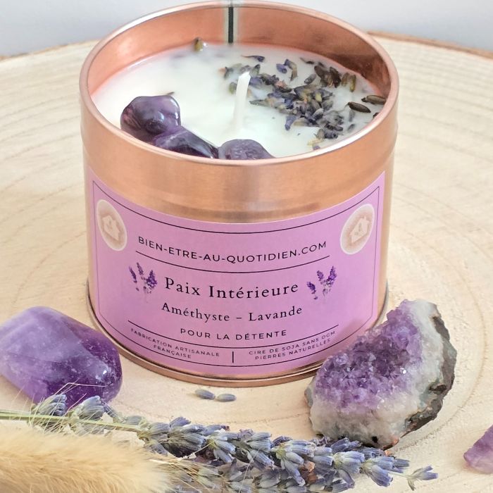 Bougie Lavande et Améthyste "Paix Intérieure" - 180g