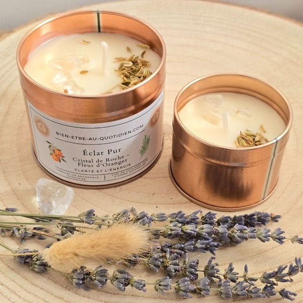 Bougie Cristal de Roche et Fleur d'Oranger "Éclat Pur" - 180g