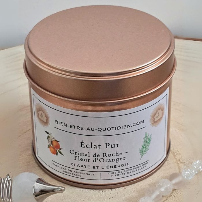 Bougie Cristal de Roche et Fleur d'Oranger "Éclat Pur" - 180g