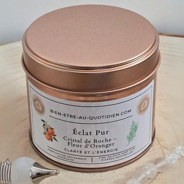 Bougie Cristal de Roche et Fleur d'Oranger "Éclat Pur" - 180g