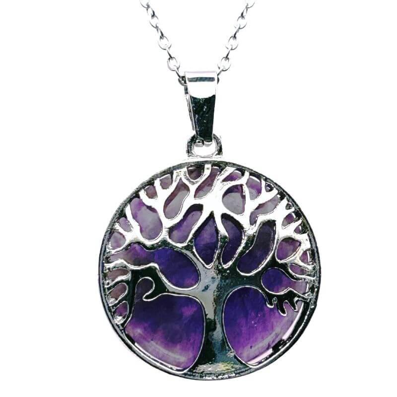 Collier-Pendentif Améthyste – Arbre de vie - Bien-Etre-Au-Quotidien.com