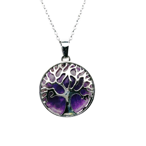 Collier-Pendentif Améthyste – Arbre de vie - Bien-Etre-Au-Quotidien.com