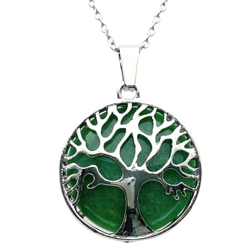 Collier-Pendentif Aventurine – Arbre de vie - Bien-Etre-Au-Quotidien.com