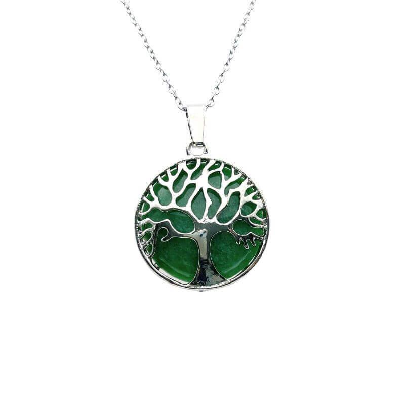 Collier-Pendentif Aventurine – Arbre de vie - Bien-Etre-Au-Quotidien.com