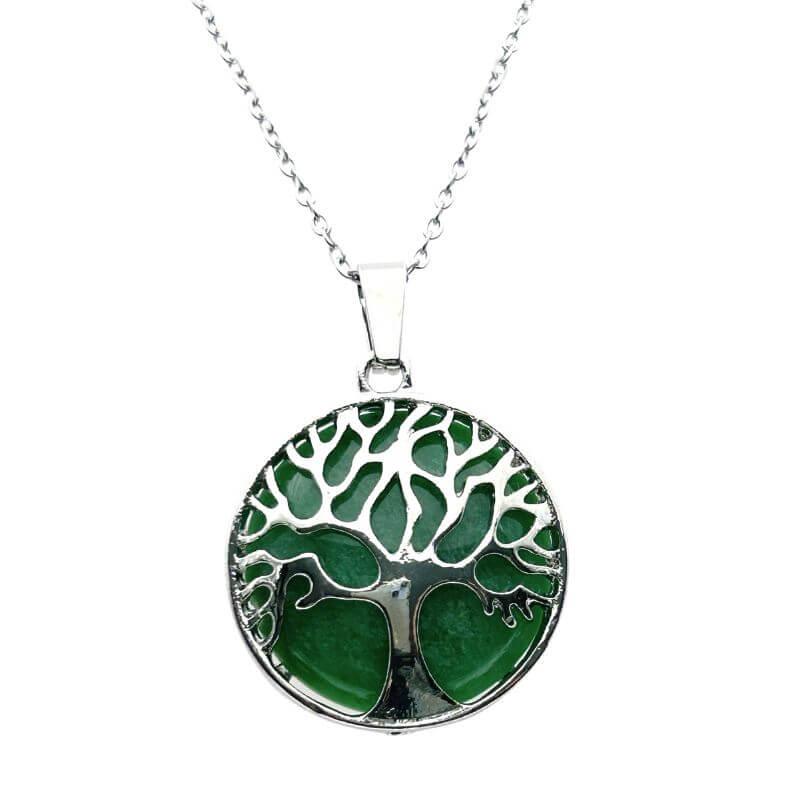 Collier-Pendentif Aventurine – Arbre de vie - Bien-Etre-Au-Quotidien.com