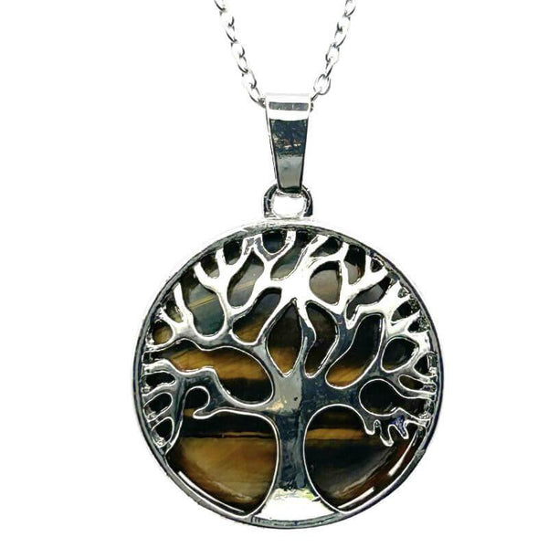 Collier-Pendentif Œil-de-Tigre – Arbre de vie - Bien-Etre-Au-Quotidien.com