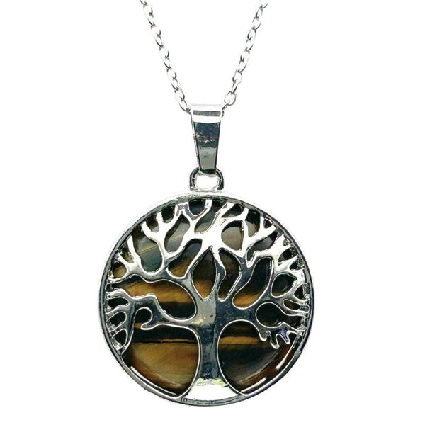 Collier-Pendentif Œil-de-Tigre – Arbre de vie - Bien-Etre-Au-Quotidien.com