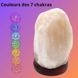 Lampe de chevet en Pierre de Sel Naturel - Blanche - Lumières des chakras - Bien-Etre-Au-Quotidien.com