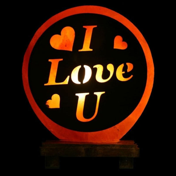 Lampe en Pierre de Sel de l'Himalaya - I Love U