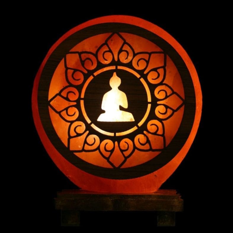 Lampe en Pierre de Sel de l'Himalaya - Mantra Bouddha