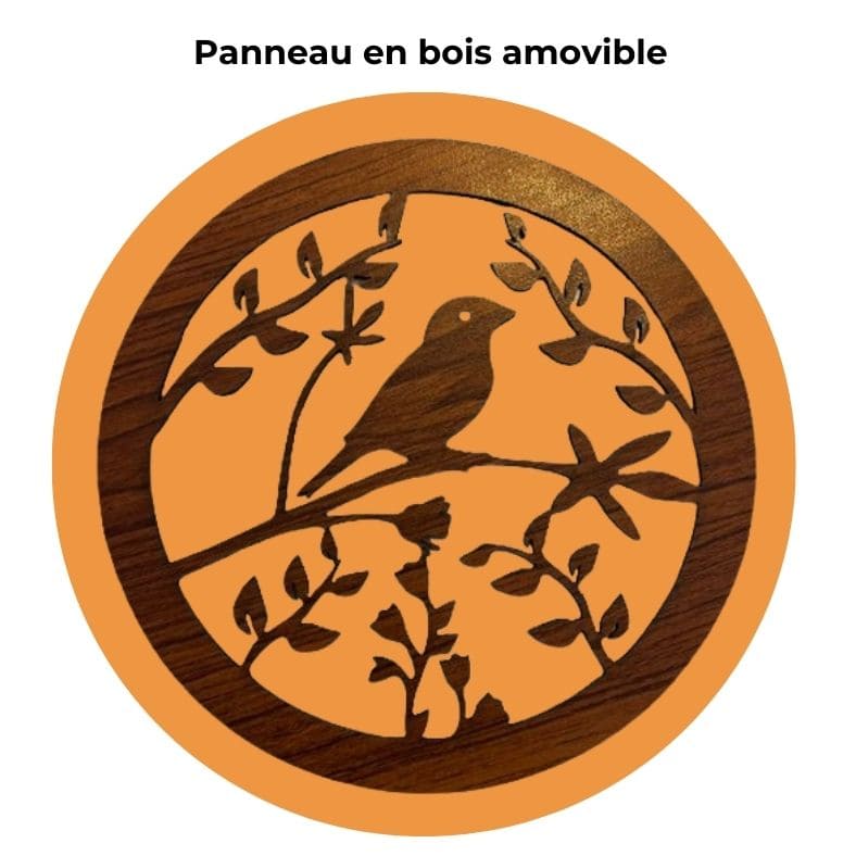 Lampe en Pierre de Sel de l'Himalaya - Oiseau sur branche