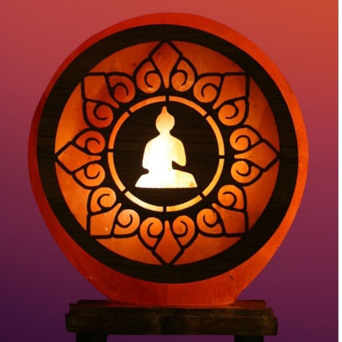 Lampe en Pierre de Sel de l'Himalaya - Mantra Bouddha